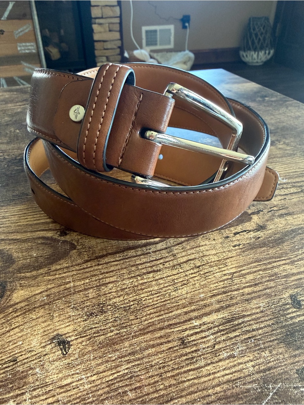 Dockers Men's Brown Leather Belt - Classic Casual Dress Belt